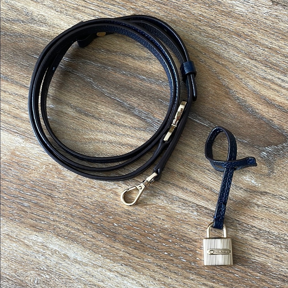 Michael Kors Navy Locket Bag Charm and Matching Strap
